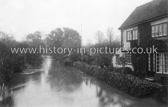 Winter Flood, River Blackwater, Coggeshall, Essex. c.1920's.